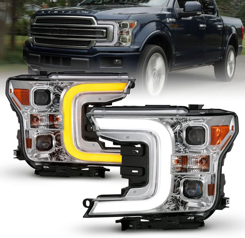 Black Quad Projector Headlights with LED Light Bar Assembly Set G78625