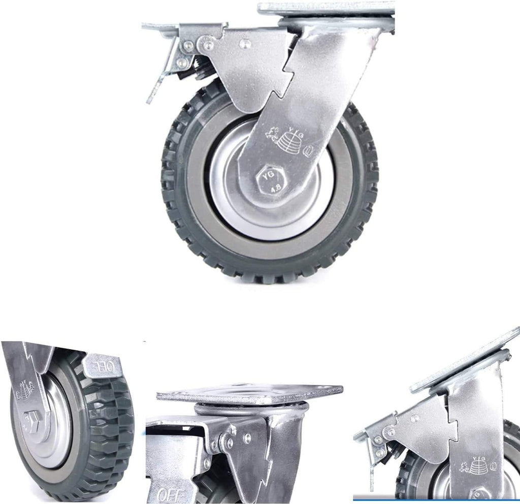4 Pack 6 inch Swivel Rubber Wheel Casters Set with Brake T71633