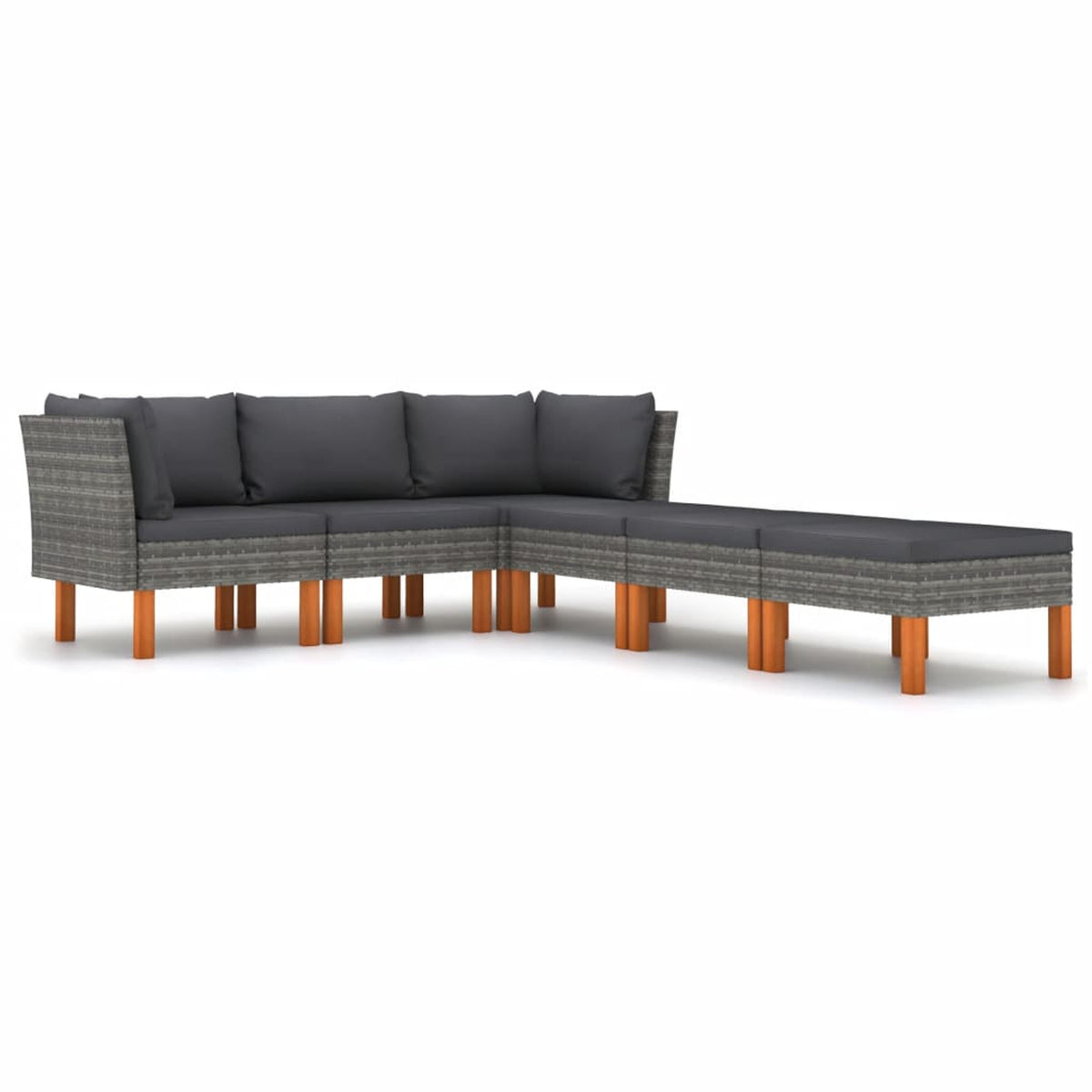 6 Piece Patio Set with Cushions Poly Rattan Gray R55315
