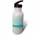 Aqua Blue Teal Turquoise Mint Monogrammed 21 oz Sports Water Bottle E5905