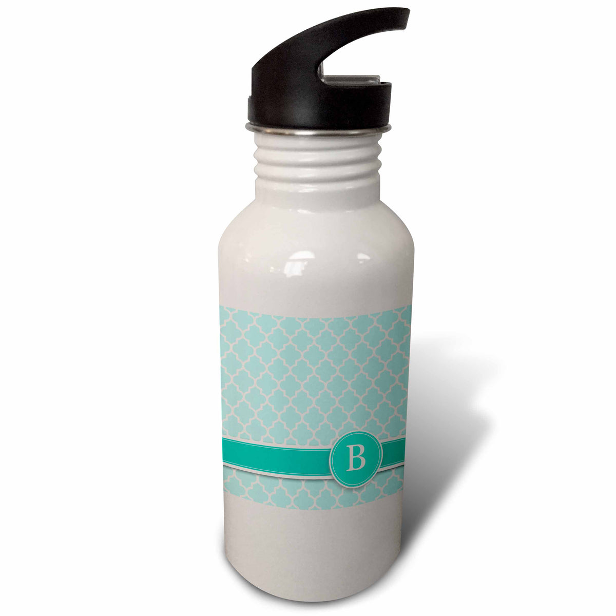 Aqua Blue Teal Turquoise Mint Monogrammed 21 oz Sports Water Bottle E5905