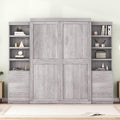 Gray Full Size Wood Murphy Bed with Storage Shelves and Drawers C433280