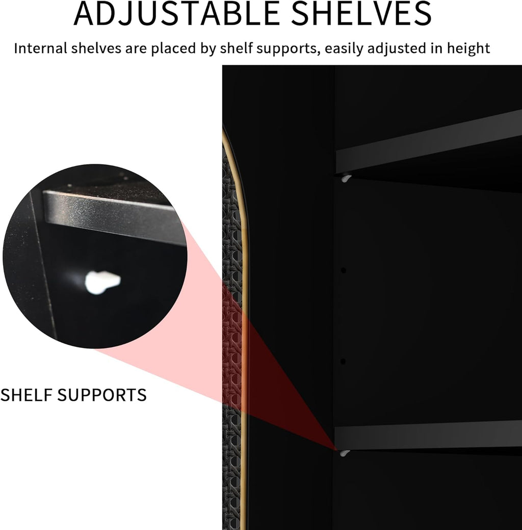 Black Sideboard Buffet Cabinet with 3 Drawers P477643