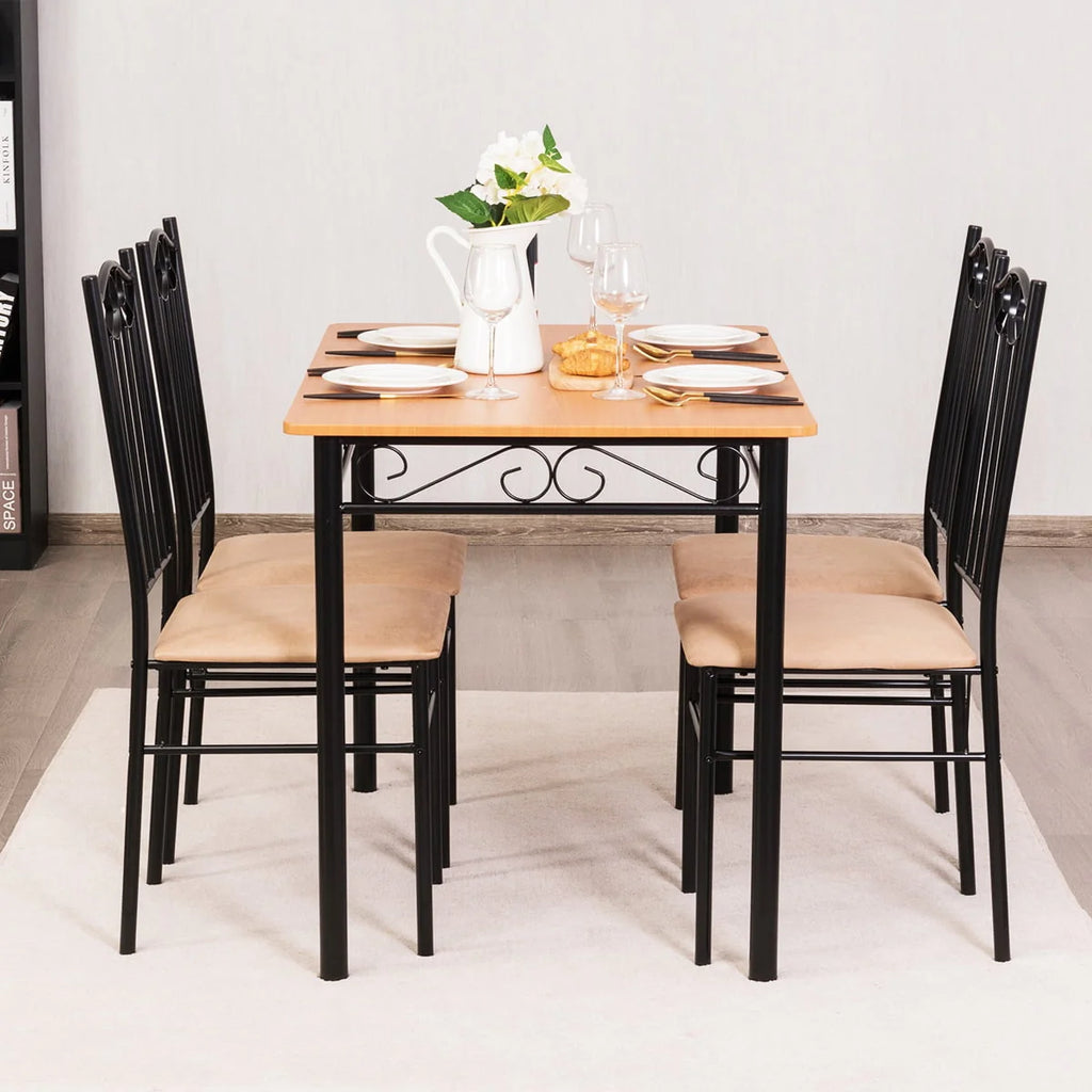 5 PC Wood Metal Dining Set with Table and 4 Chairs R172686