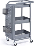 3-Tier Metal Rolling Storage Cart with Pegboard H93640