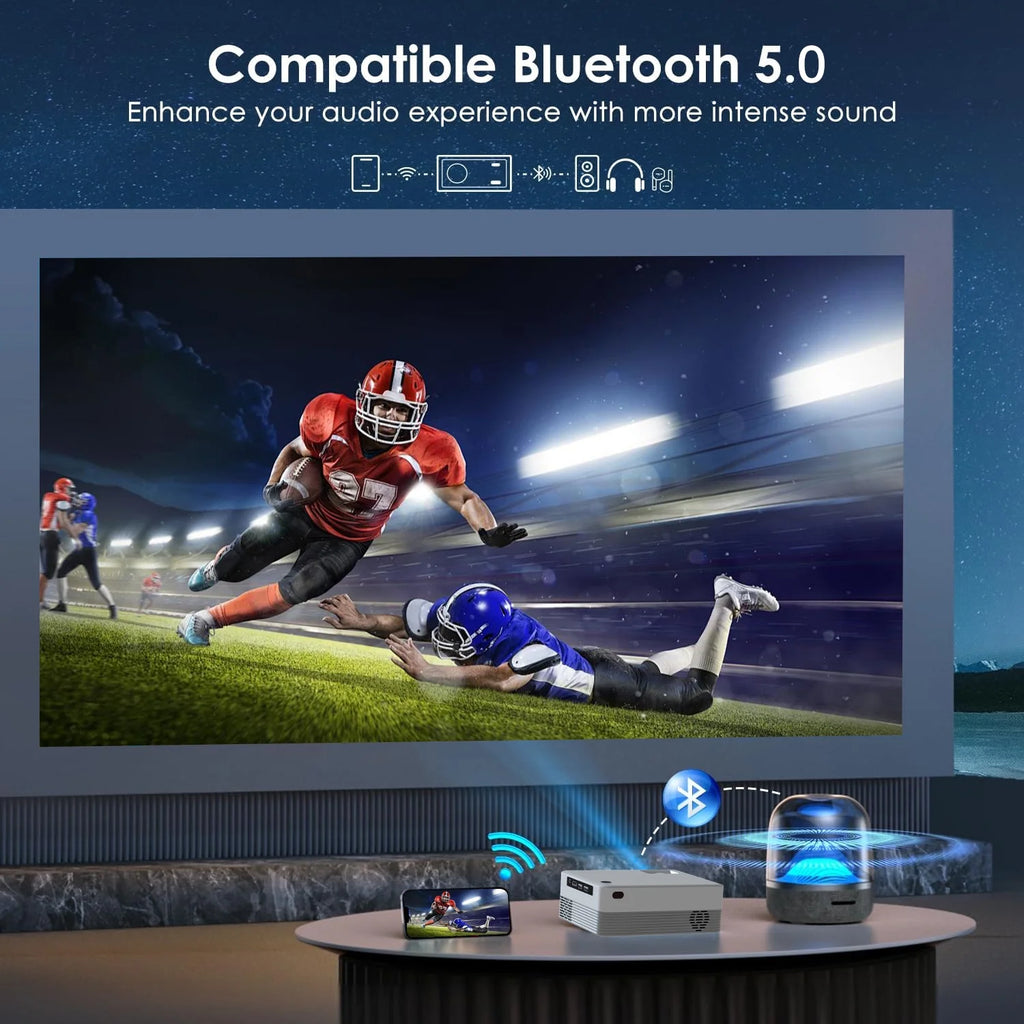 5G WIFI Bluetooth Mini Projector with Native 1080p Support 4k resolution O774705
