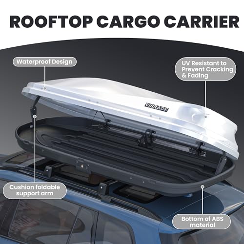 White 21 Cubic Feet Rooftop Cargo Box Carrier with Dual Side Opening D551716