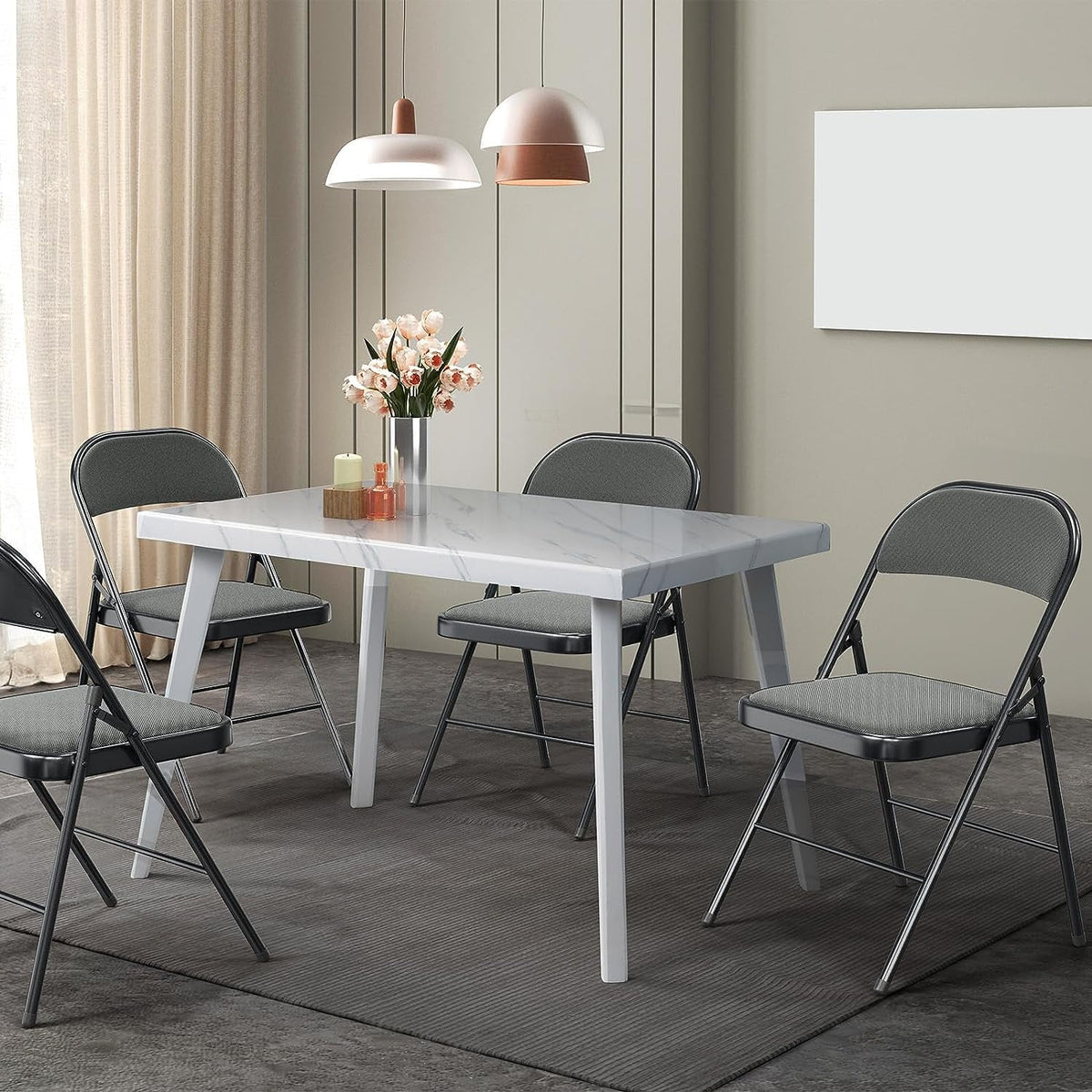 Black Set of 4 Padded Folding Chairs C48810