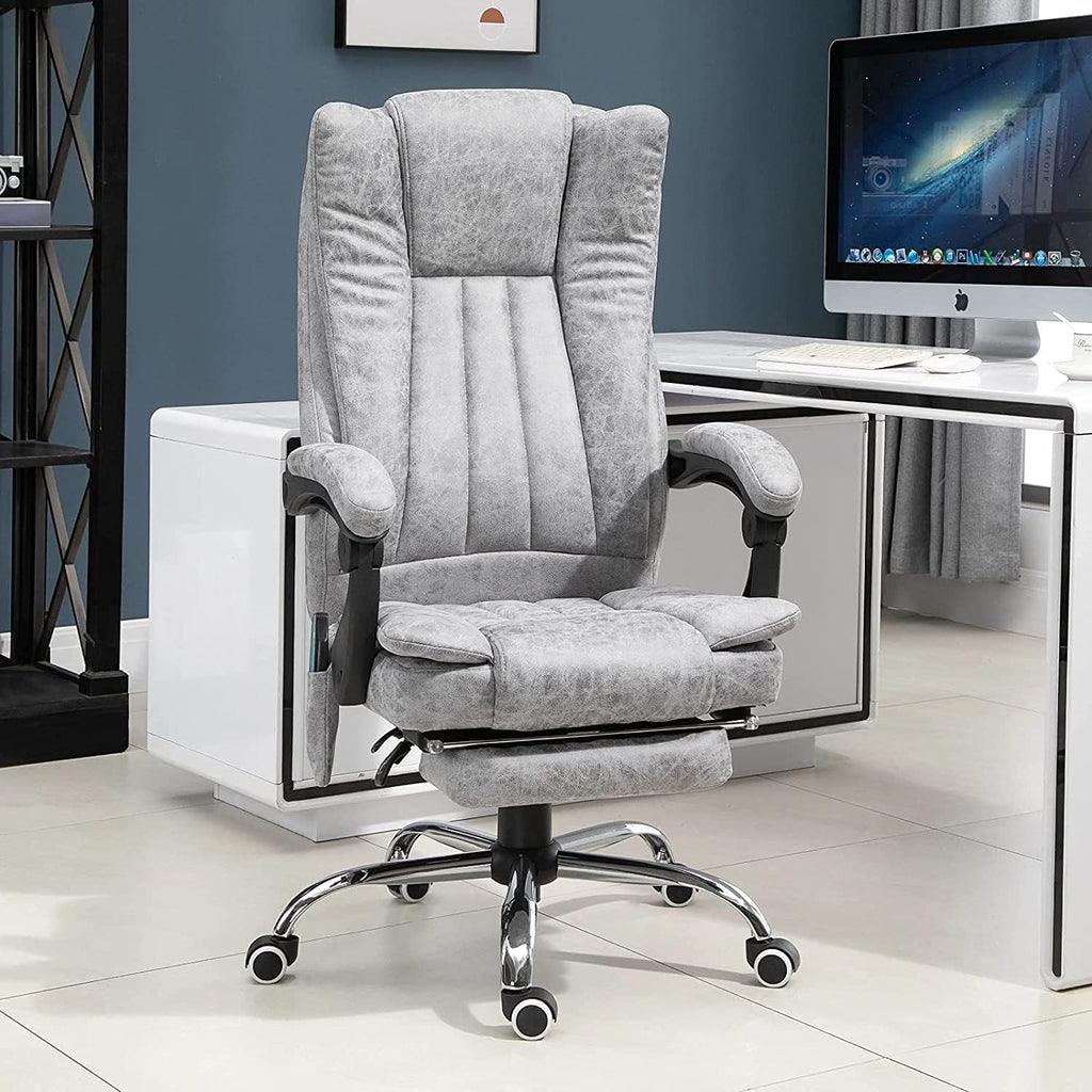 Gray Heated Massage Electric Vibration Reclining Swivel Chair with Pedals Adjustable Back Ergonomic Zero-Gravity Chair J88467