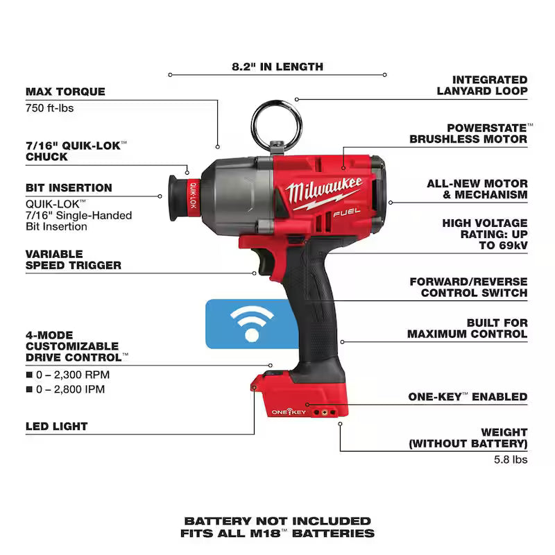 18V Lithium-Ion Brushless Cordless High Torque Impact Wrench D8316