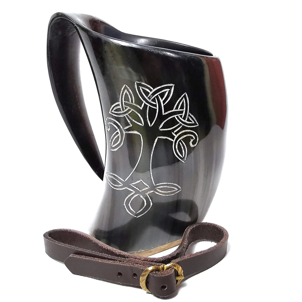 Viking Drinking Horn Tankard with Leather Strap 600ML F257065