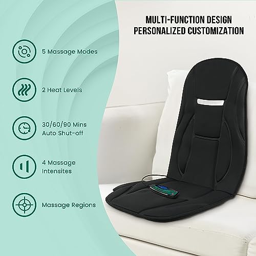 Vibration Back Massager with Heat, Seat Massager with 8 Vibrating Motors & 5 Modes, Chair Massager Cushion K655953