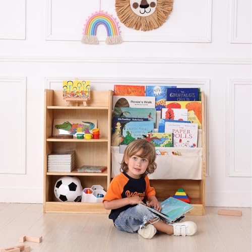 4-Tier Kids Wooden Bookshelf (Natural) Q663838