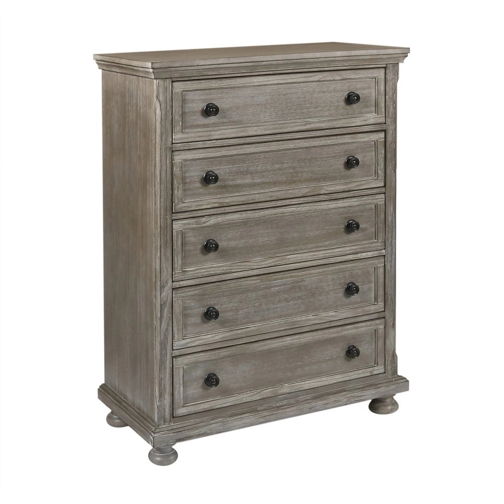 4PC Wood Twin Bedroom Set with Chest in Pewter V58347