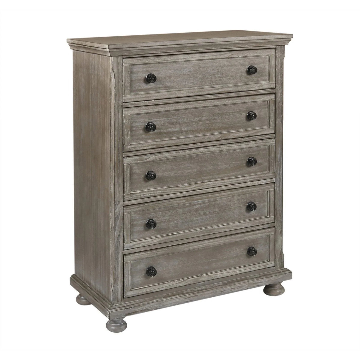 4PC Wood Twin Bedroom Set with Chest in Pewter V58347