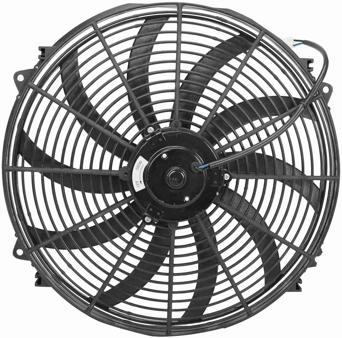 16" 12V Black Slim Electric Cooling Radiator Fan Assembly with Fan Mounting Kit Pack of 2 T2735