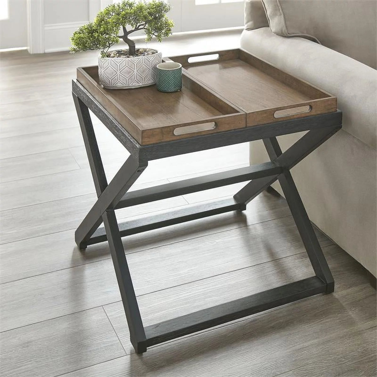 Walnut and Ebony Solid Wood End Table F7524