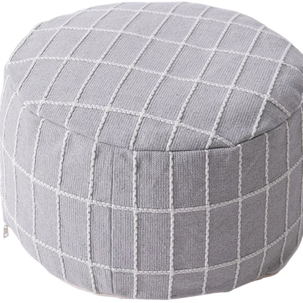 Gray Ottoman Pouffe Cover Foot Stool Cubes X922728