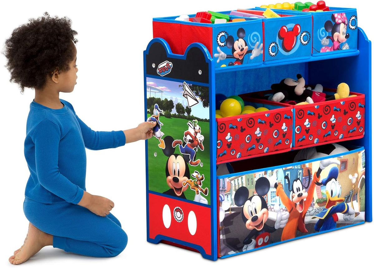 Kids Table and Chair Set with 2 Chairs and 6 Bin Toy Organizer W739472