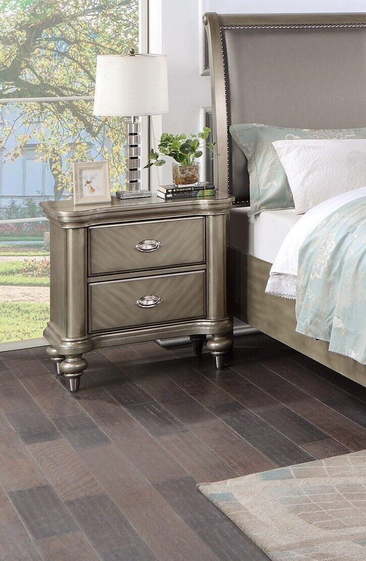 California King Size 4p Bedroom Furniture Set with Dresser Mirror Nightstand N1471