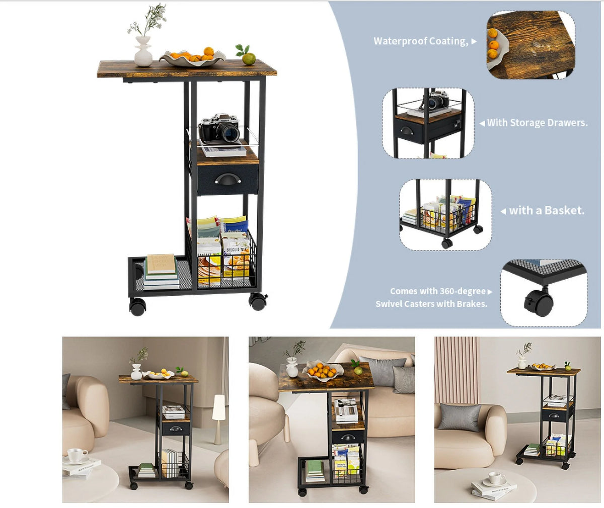 C-Shape Metal End Table with Drawer Z213334