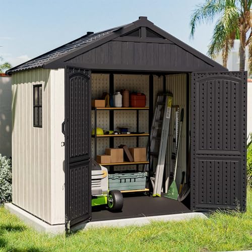 8' x 6' Plastic Outdoor Storage Shed with Floor S3552
