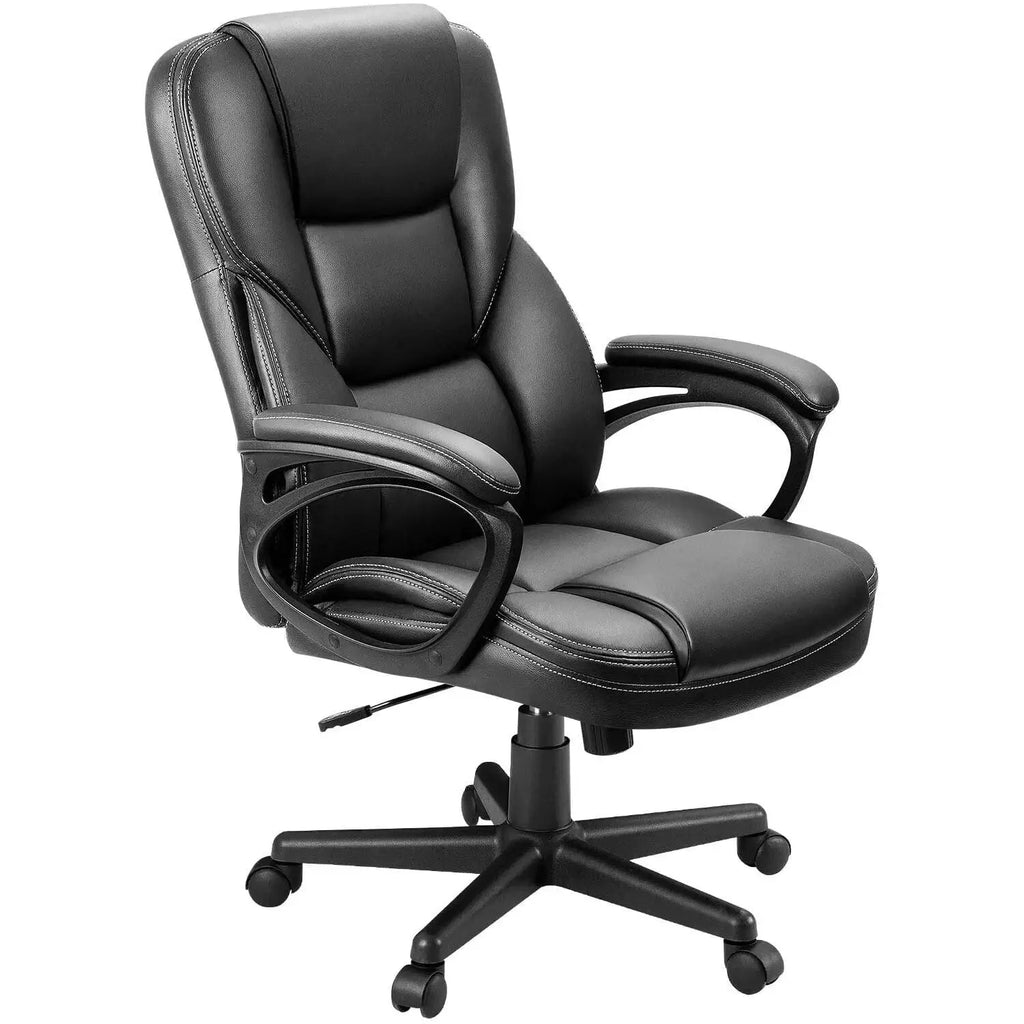Brown Faux Leather High-Back Office Chair with Lumbar Support S99460