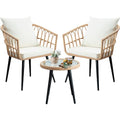 Beige 3 Piece Outdoor Wicker Bistro Set with Cushions G796092