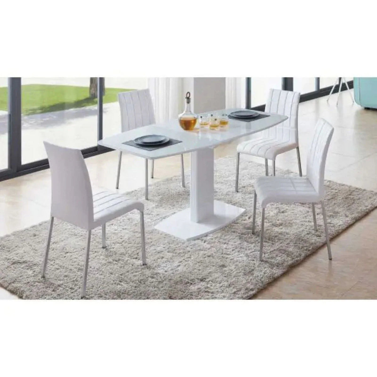 White 7-Piece Dining Table and Chair Set N4460