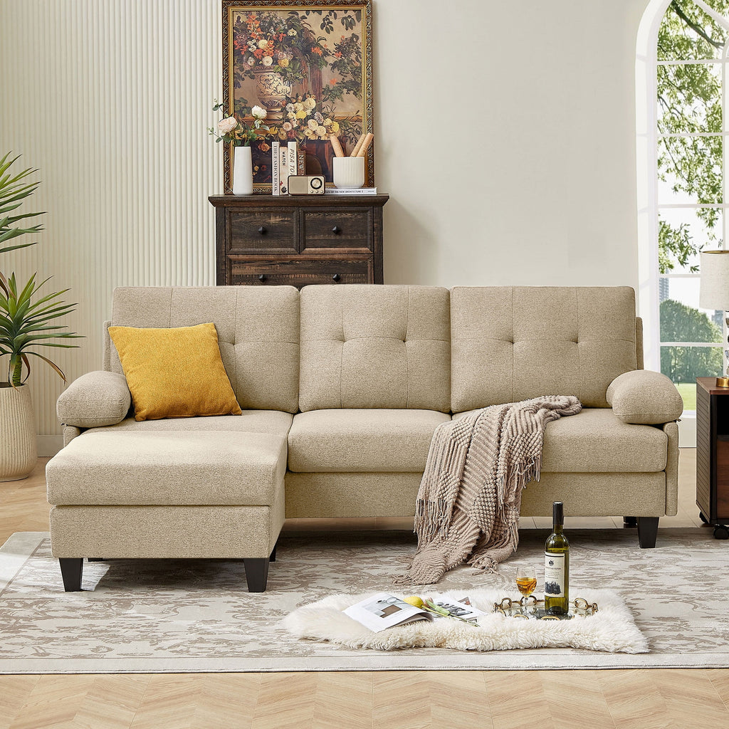 Modern Fabric L-Shaped Sectional Sofa with Chaise Q1136