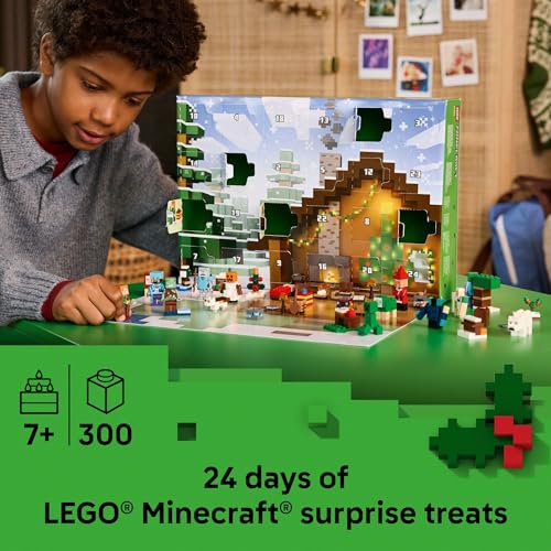LEGO Minecraft Advent Calendar Building Toy with 24 Buildable Surprises and 8 Minifigures E886257