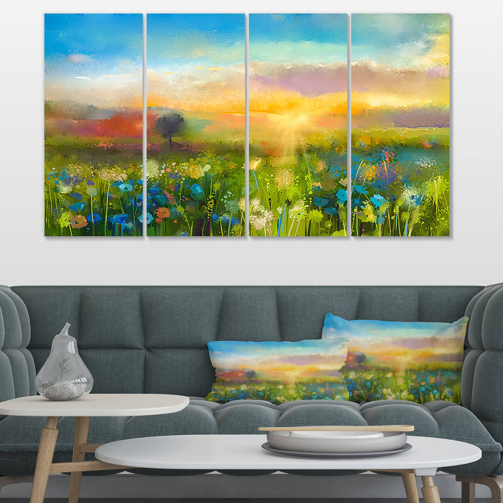 4 Piece Oil Painting Print on Wrapped Canvas Set S544