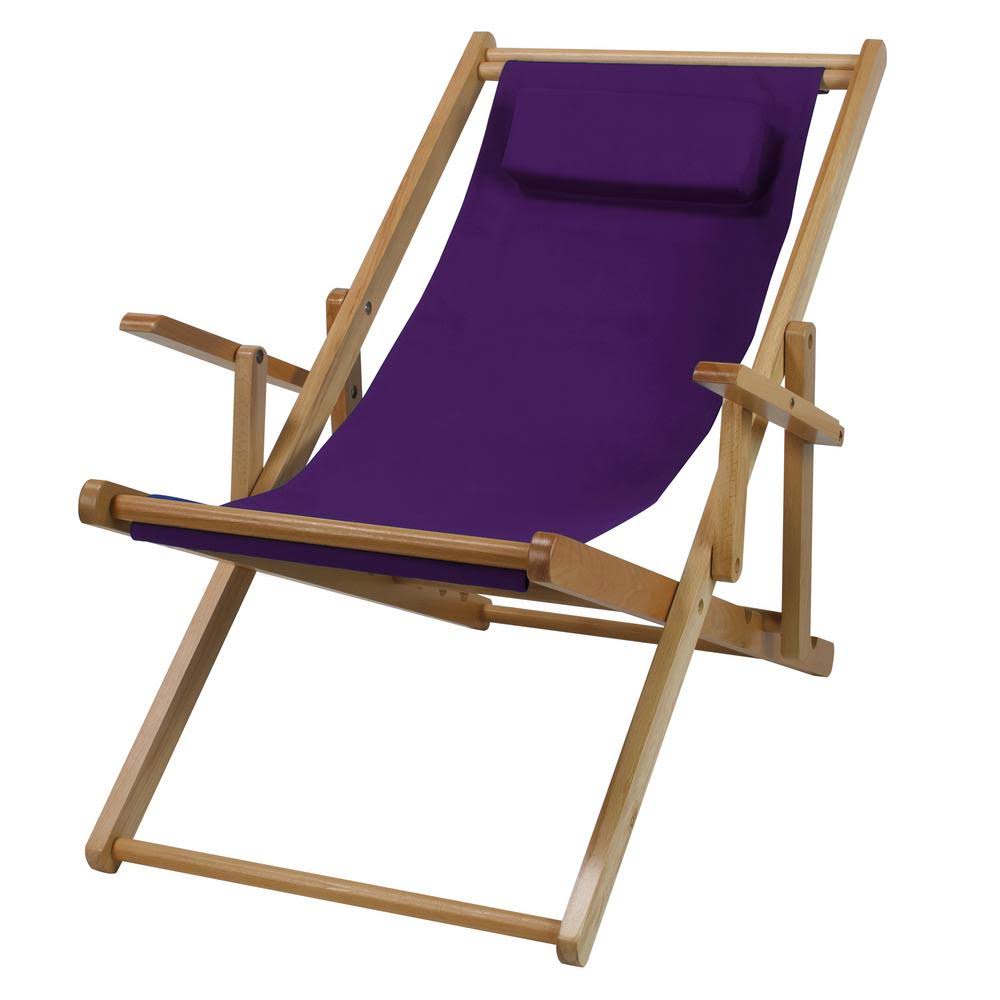 Natural Frame Purple Canvas Solid Wood Sling Chair H5572