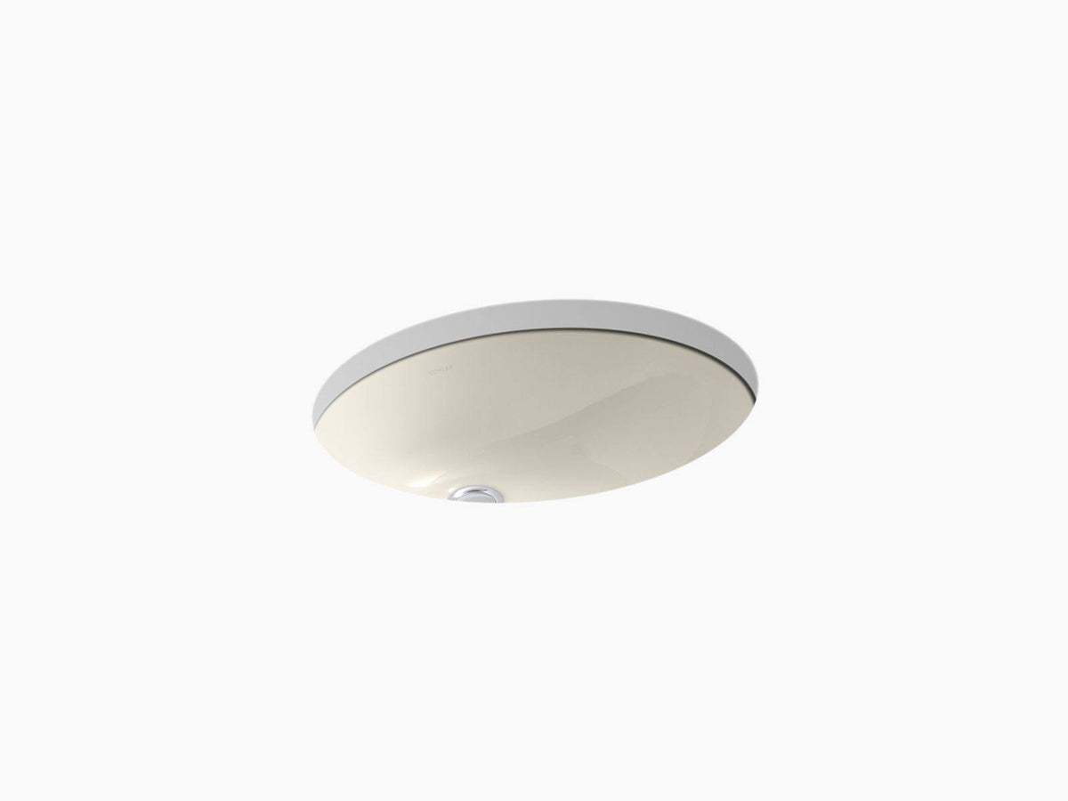 Almond Oval Undermount Bathroom Sink with Overflow O198755