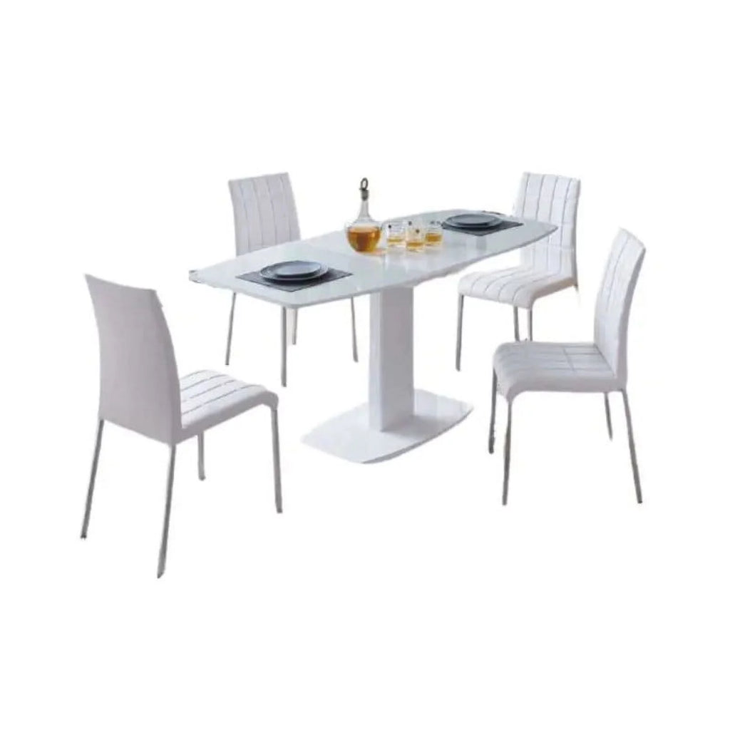 White 7-Piece Dining Table and Chair Set N4460