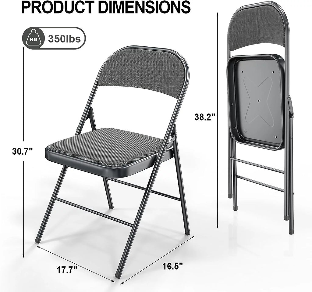Black Set of 4 Padded Folding Chairs C48810