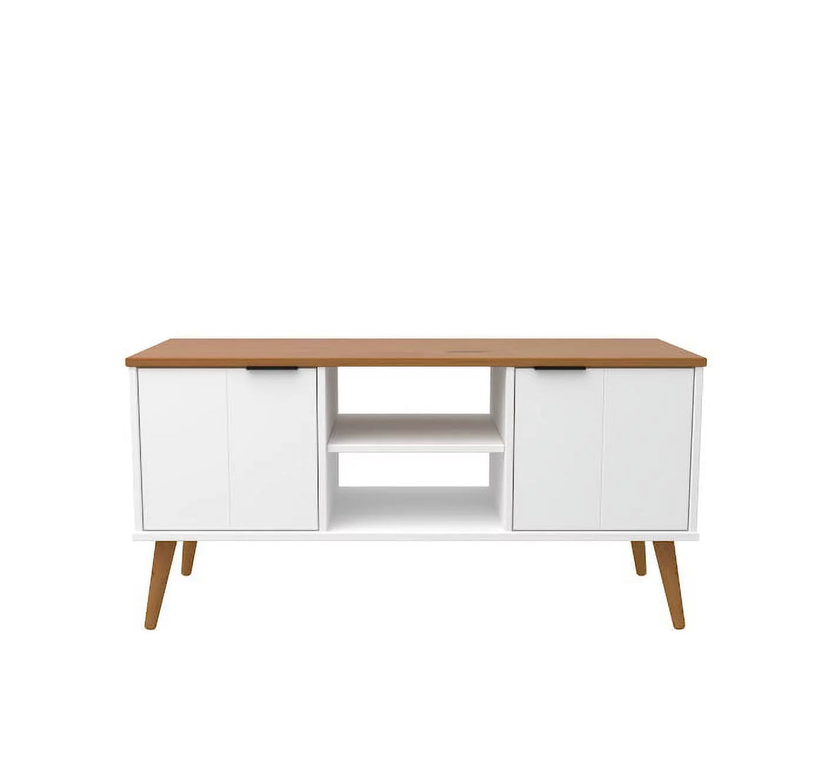 White 2 Door 2 Shelf Solid Wood TV Stand T9043