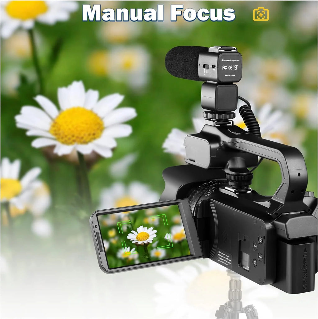 4k Video Camera Camcorder with 18X Digital Zoom, 64MP, 4.0-inch Rotating Touchscreen, 64GB SD Card, Black N59664