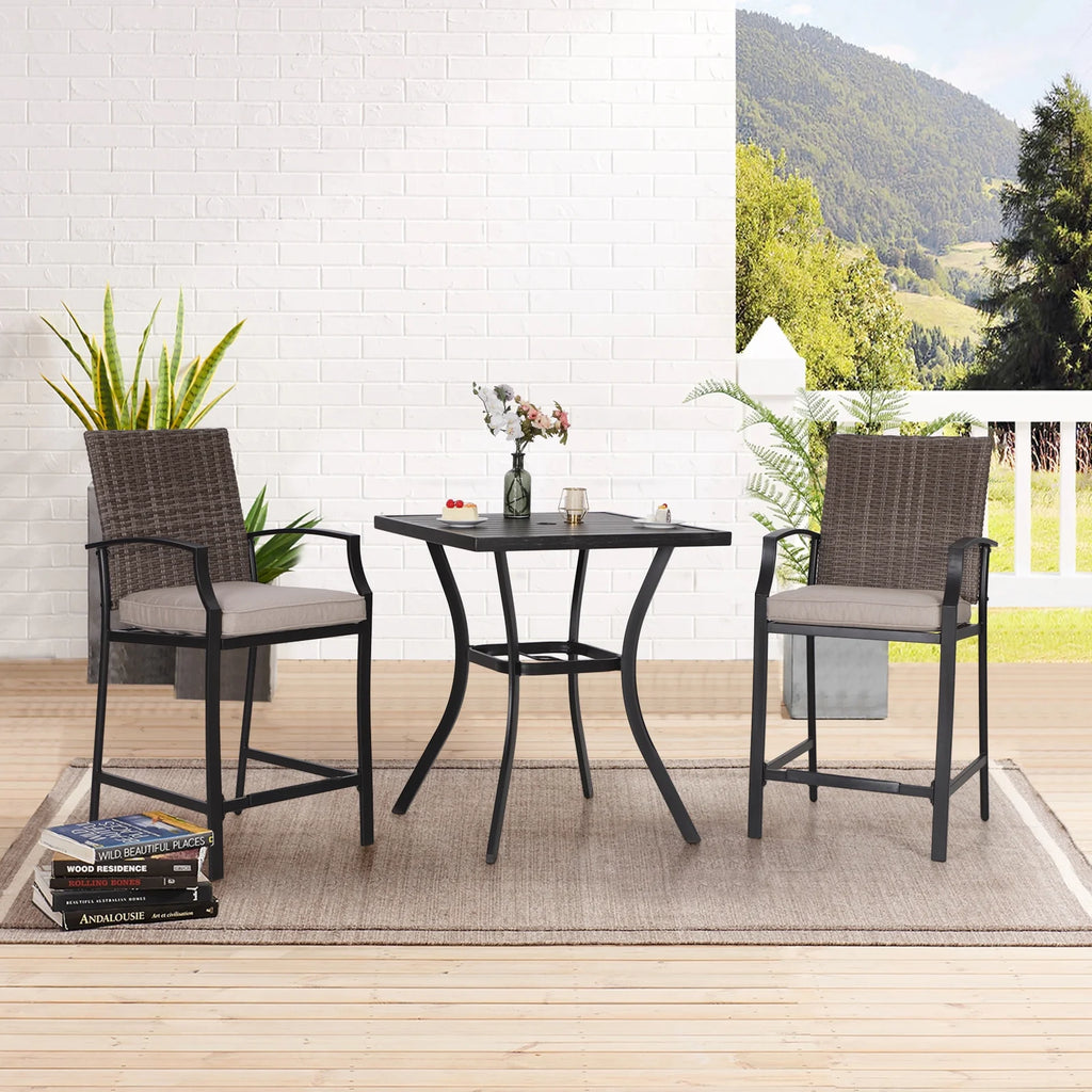 3 Pcs Patio Wicker Bistro Set Bar Table Stool A8549
