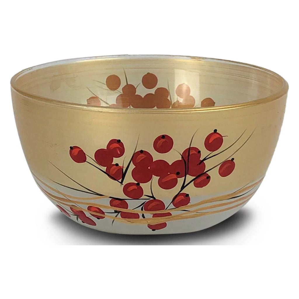 Set of 2 Red and Gold Glass Serving Bowls T466676
