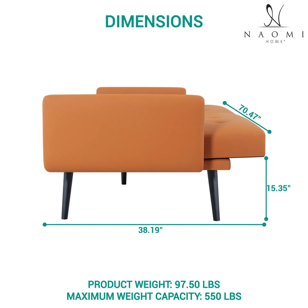 Caramel Air Leather Futon Sofa Bed X737