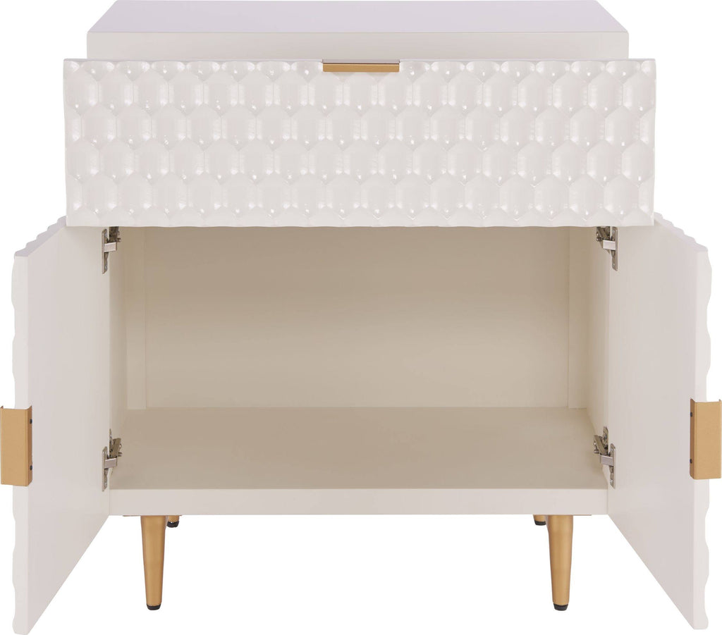 White 1-Drawer Geometric Small Cabinet X701141