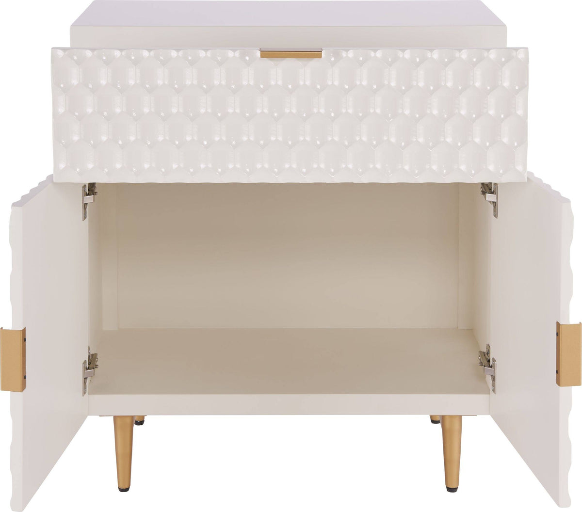 White 1-Drawer Geometric Small Cabinet X701141