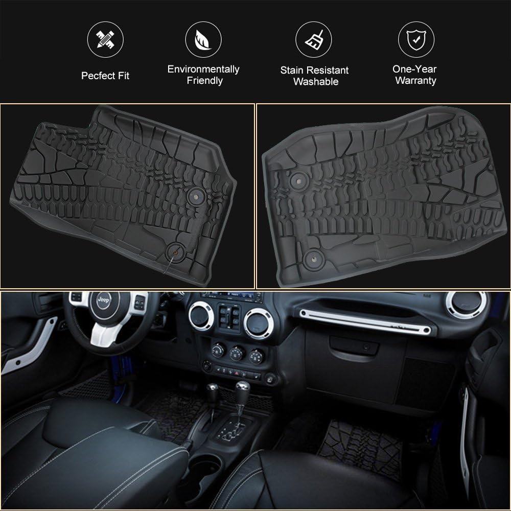 Black Front Row TPE Floor Mat Set for 2014-2018 Jeep Wrangler JK JKU A59678