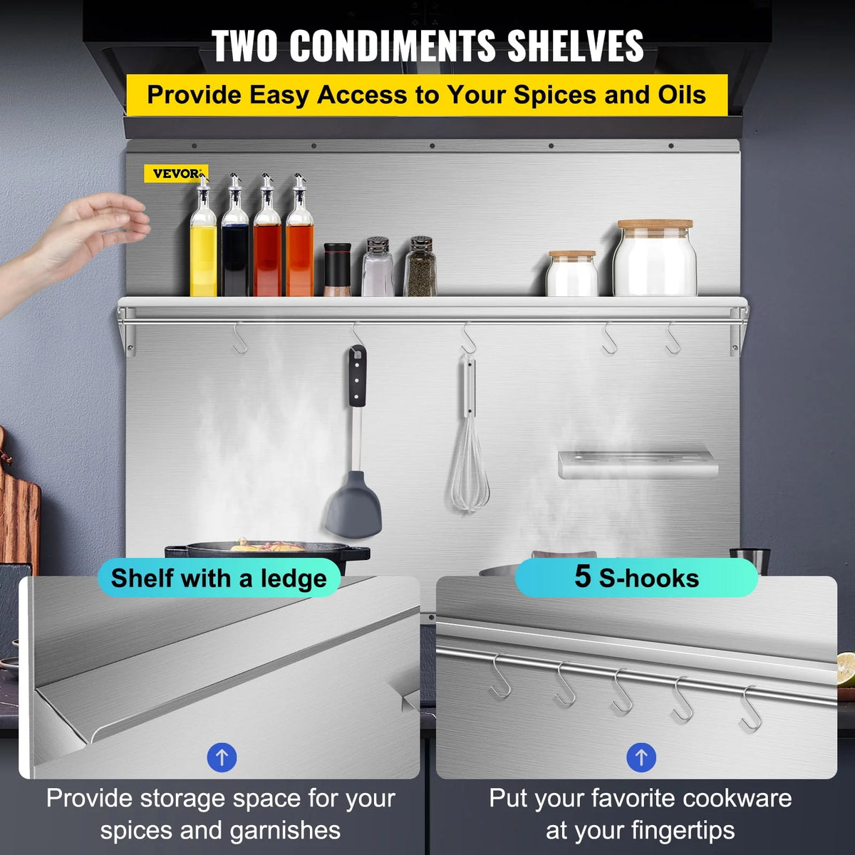 Stainless Steel Range Backsplash with Shelf S655