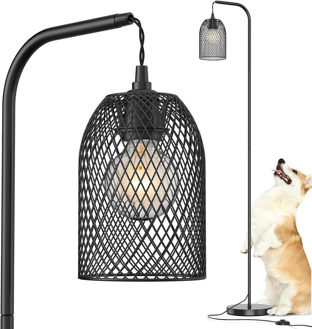 Vintage Cage Design Floor Lamp with Foot Pedal Switch U8499