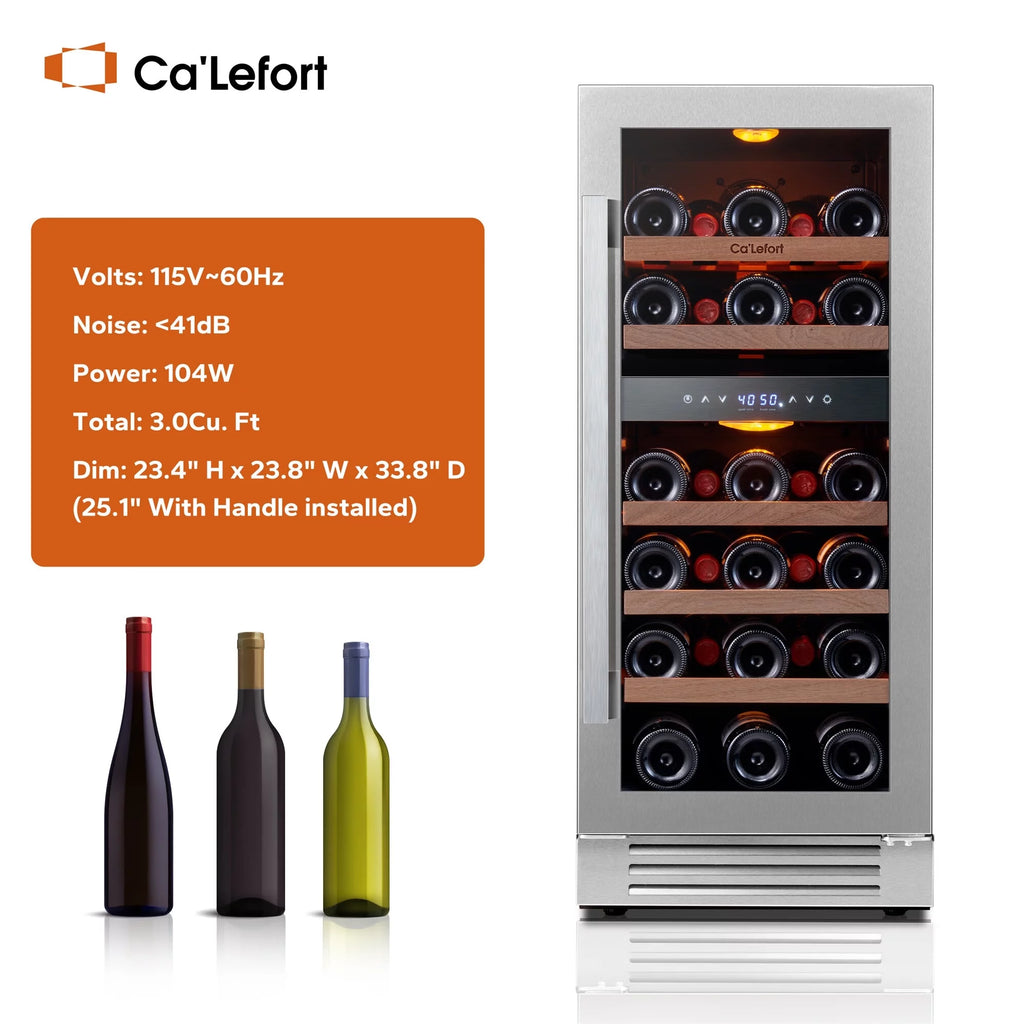 15 inch 28 Bottle Dual Zone Stainless Steel Wine Cooler G308