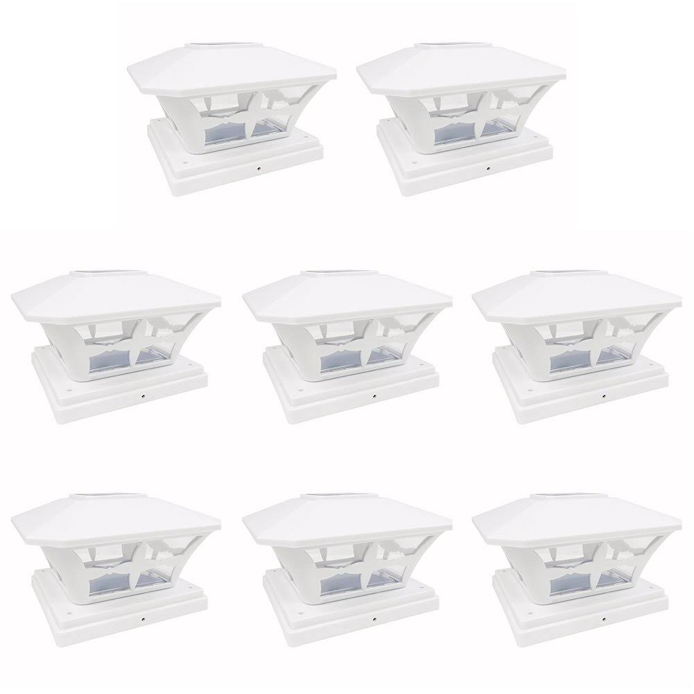 8 Pack Black White Solar Post Deck Cap Light M23045
