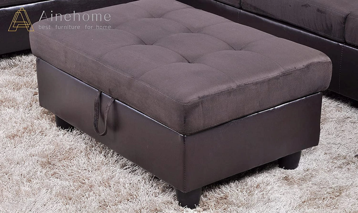 3 PCS L-Shaped Sectional Sofa Set with Storage Ottoman and Pillows W175