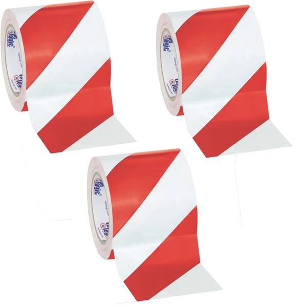Red/White Striped Vinyl Safety Tape 4x22 x 36 Yard Roll (3 Roll/Case) W793